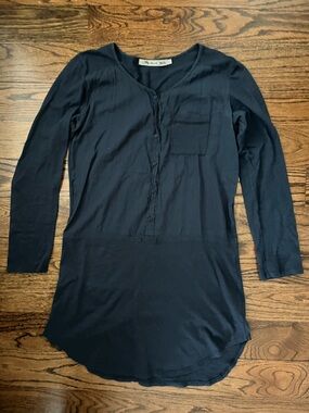 Michael Stars Navy Long Sleeve Henley Tunic